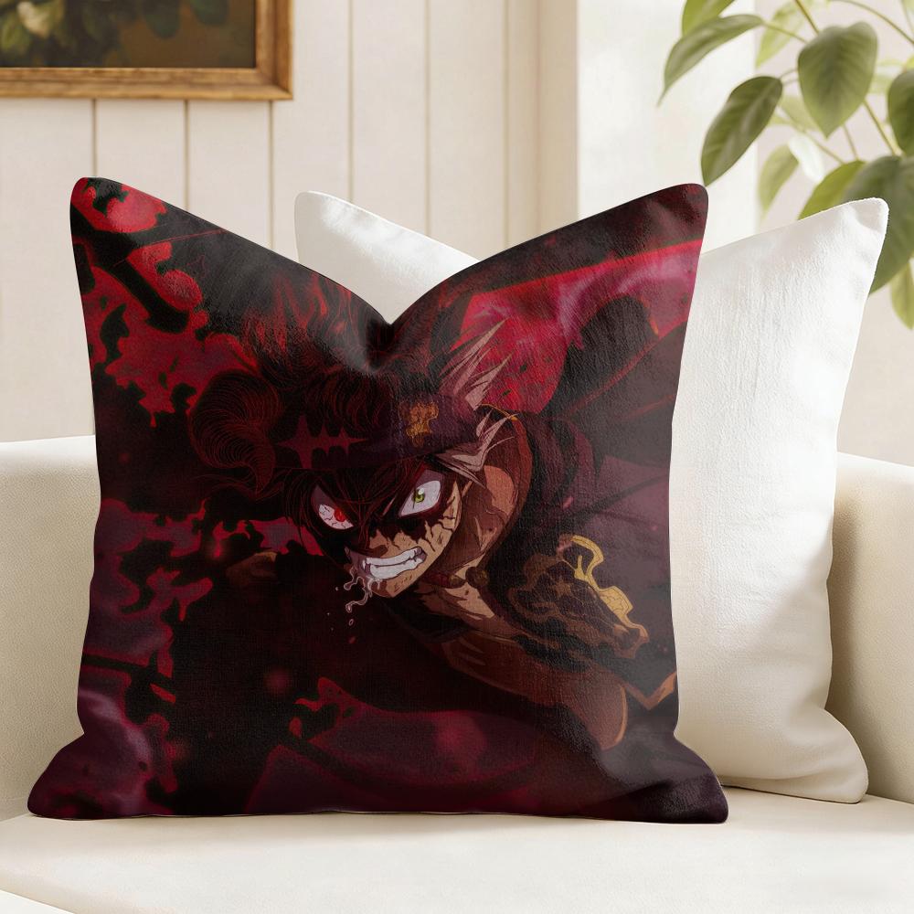 Cartoon Black CClover Cushion Cover Eco Linen Pillow Case DoubleSided Print Breathable Durable Zipper Home Decor Gift