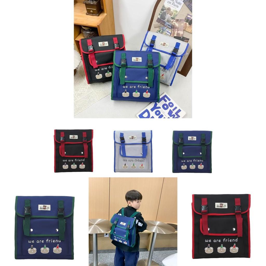 Adorable Cartoon Bear Nylon Backpack For Kids With Breathable Design And Trendy Color Blocking