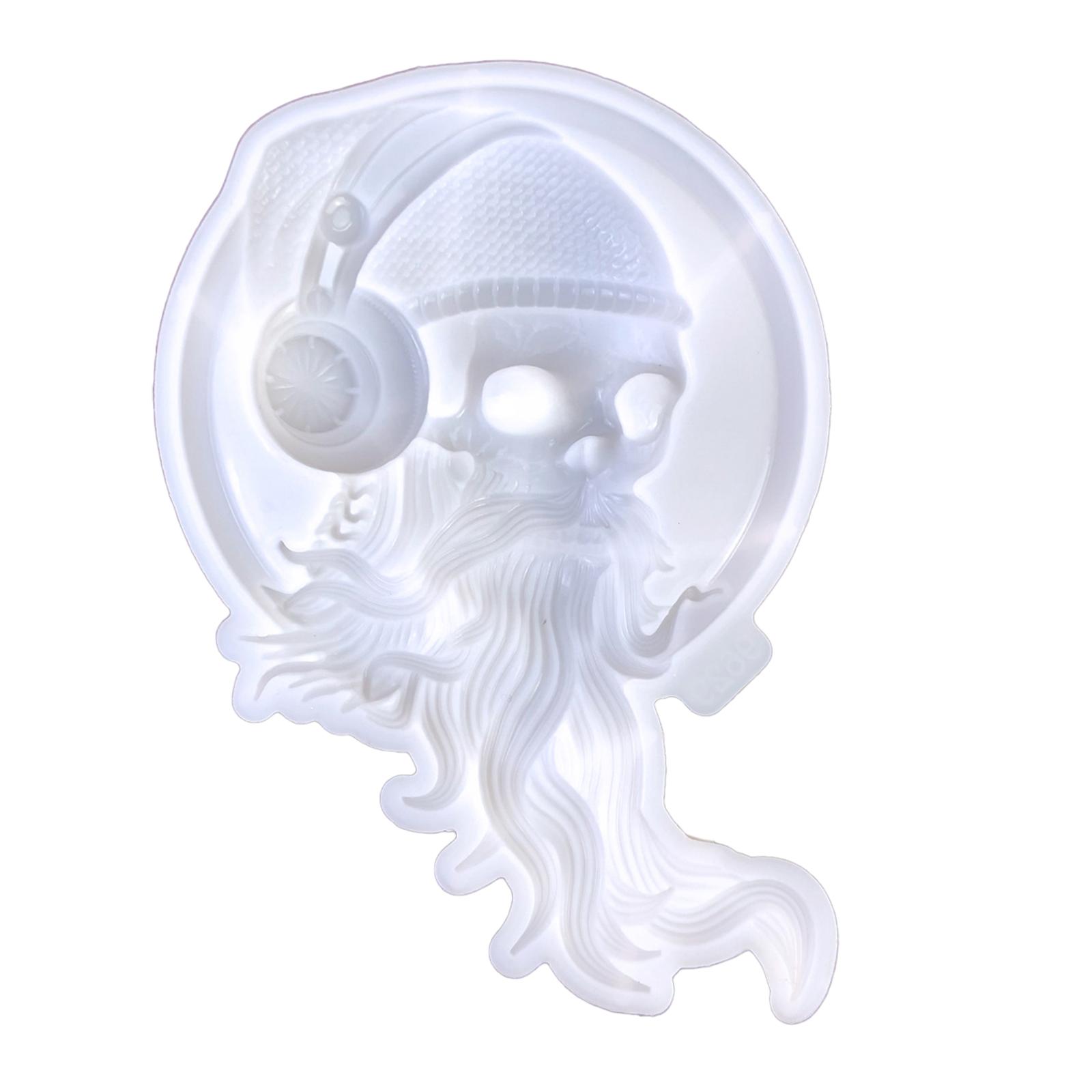 

Прочная силиконовая форма Форма черепа с длинной бородой Уникальные формы для изготовления украшений из эпоксидной смолы на Хэллоуин для любителей DIY белый