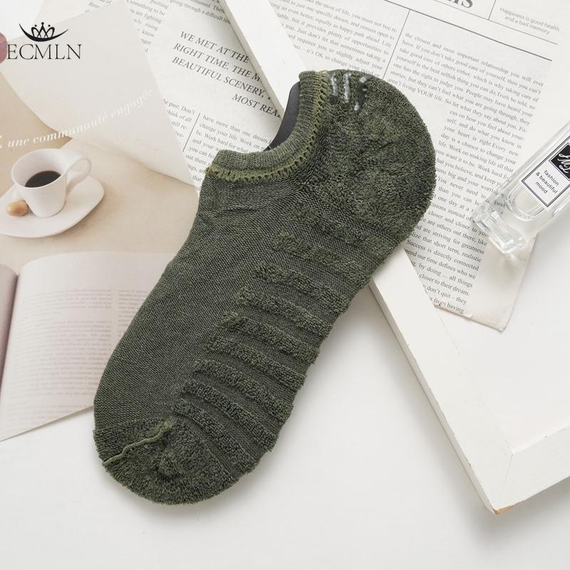 Men's Socks Towel Bottom Boat Socks Sports Thickened Shallow Invisible Socks Silicone Non-slip No-drop Heel Sweat-absorbent Deodorant Men's Socks
