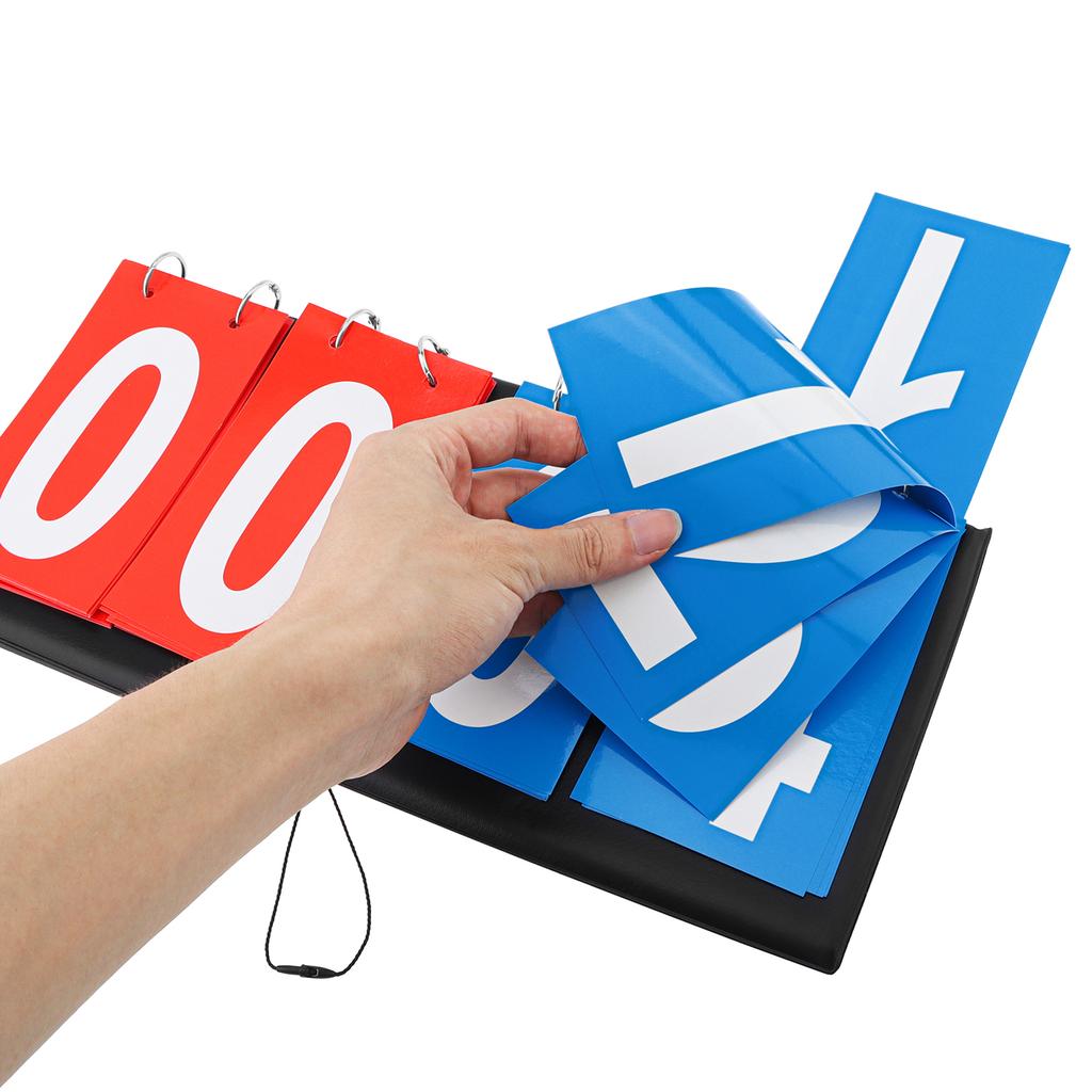 4-Digit Flip Scoreboard, PU Leather Portable Scoring Counter 6.3x14.2 Inch, Foldable Score Keeper for School, Tabletop Games and Daily Entertainment