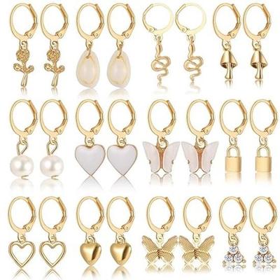 12 Pairs Combo Set Latest Stylish Drop Earrings for Women and Girls