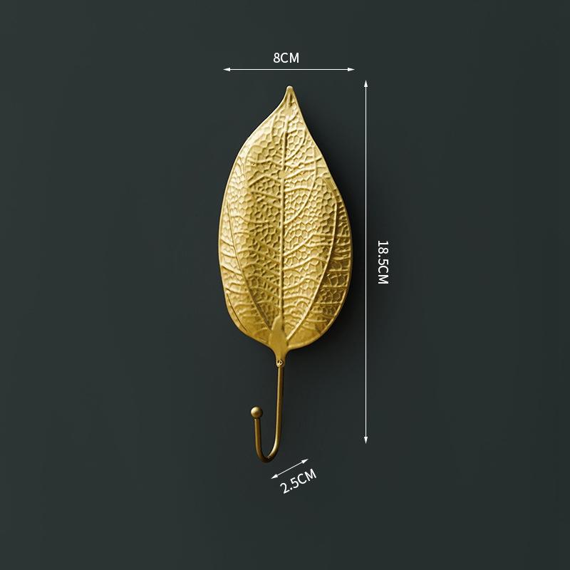 Retro Gold Leaf Shape Hanging Hooks Punch-free Wall Hanger Hanging Storage Rack Towel Watch Bag Key Self Adhesive Household