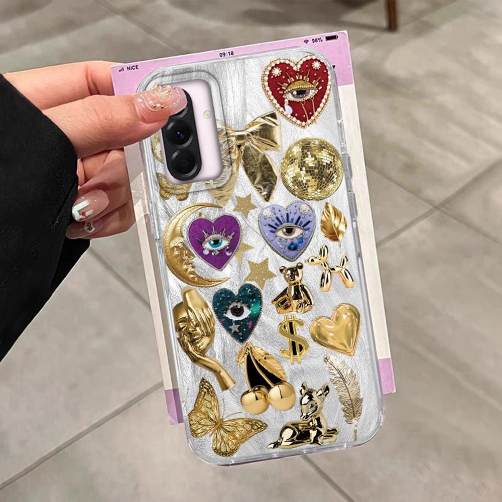 Pink Face Sun Stars Women Girls Phone Case for Samsung Galaxy A55 A56 A36 A26 A16 A53 A06 A14 A24 A34 A54 A15 A25 A35 A12 Cover