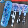 Disney 3D Cartoon Children's Stainless Steel Cutlery Set: Fork, Spoon, and Training Chopsticks