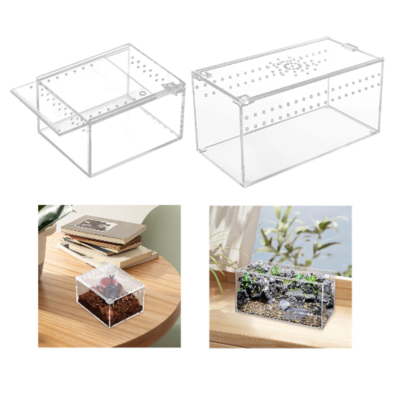 

Reptile Terrarium Tortoise Terrarium Breathable Acrylic Reptiles Cage Enclosure Reptile Breeding Box for Frog Cricket Terrapin 10.5cmx8.5cmx6cm