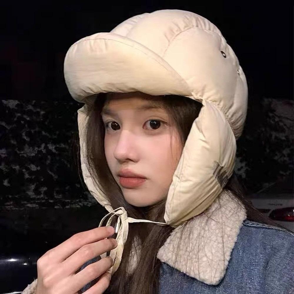 Padded Thermal Pullover Bomber Hat Adjustable Buckle Ear Flap Hat Retro Trapper Hat Winter