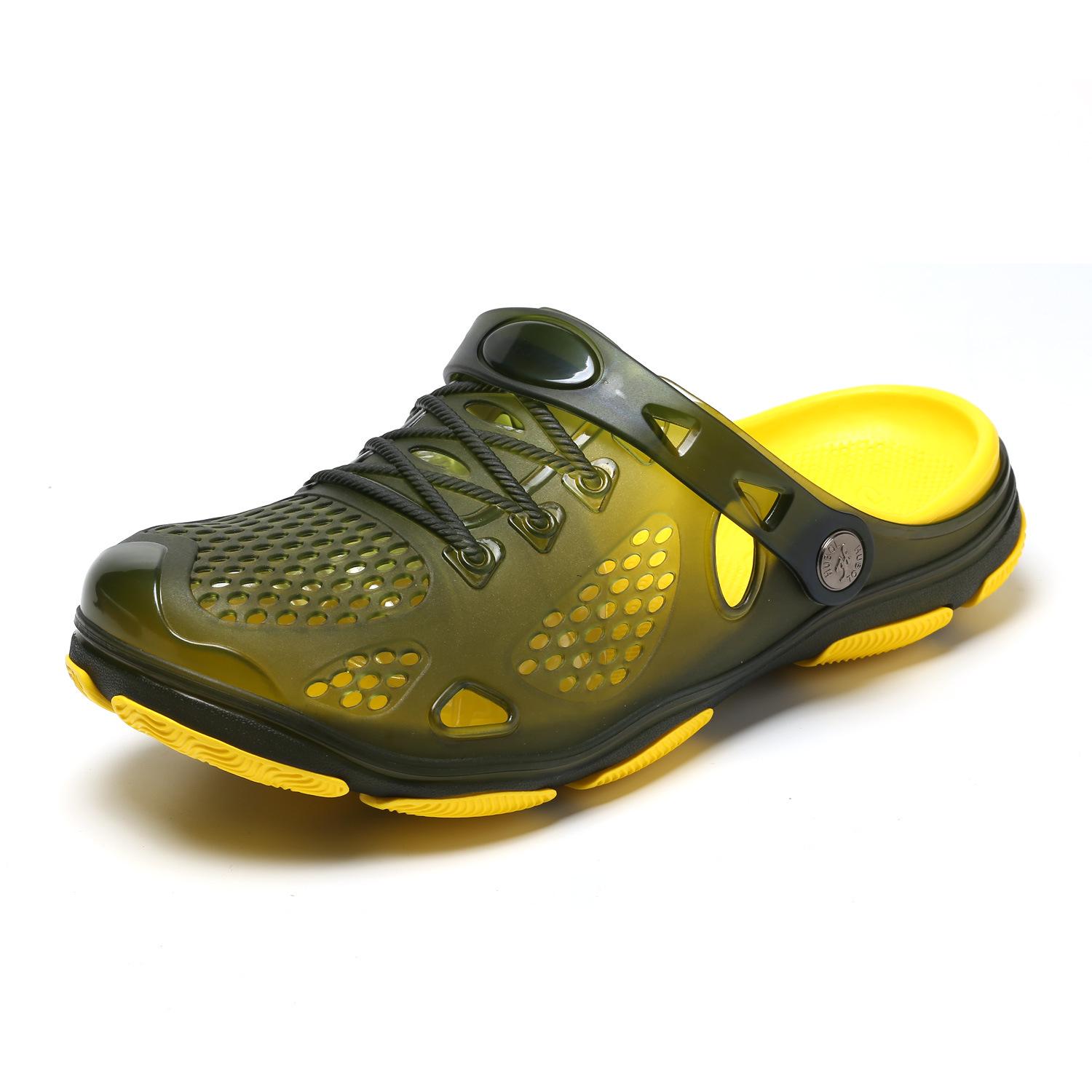 

Мужские летние сандалии на мягкой подошве для трансграничной торговли: Универсальная пляжная обувь, шлепанцы с отверстиями для двух способов ношения для подростков и студентов, размер 11. 45 армия зеленый