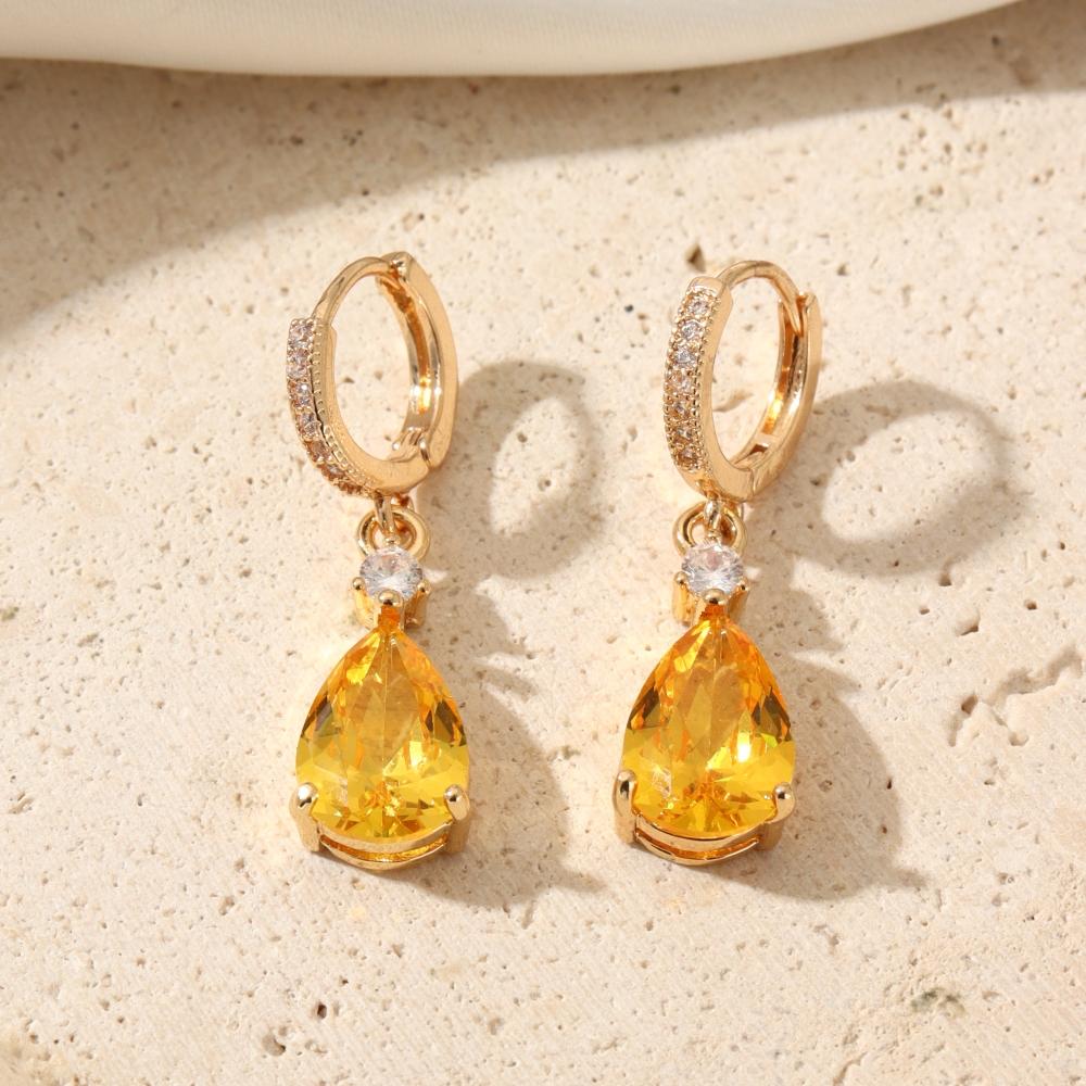Simple Pink Water Drops Dangle Earrings for Women Zirconia Earring Jewelry Wedding Party Accessories