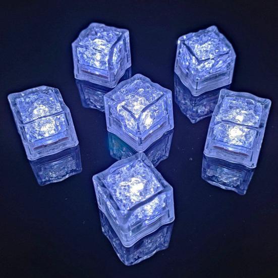 12 Pcs Glowing Ice Cubes Water Activated Color Changing LED Lights Submersible Bar