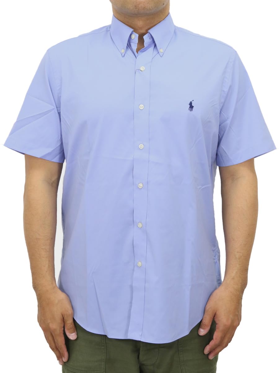 

Polo Ralph Lauren Классический крой Performance Рубашка с коротким рукавом Однотонная Одинарная Мужская на пуговицах, Цвет, Вышивка, 0104542-S-LBLUE [Б/У]