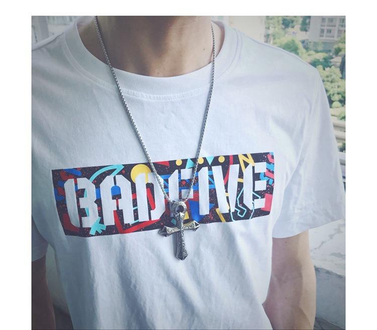 Men's Necklace Lady's Necklace hiphop Hip Hop Titanium Necklace Cross 410c20236502