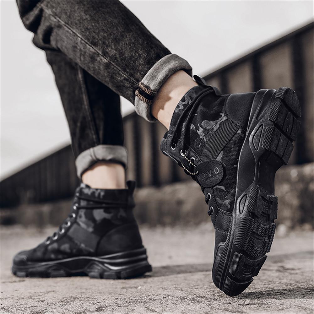 Spring and Autumn New MEN'S Camouflage Boots Desert Military Boots MEN'S Ankle Outdoor Work Boots MEN'S BOOTS Black Boots