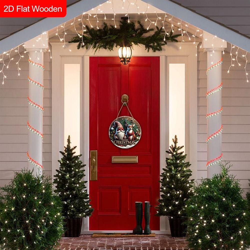 Christmas Wooden Sign Christmas Reindeer Dwarf Merry Christmas Wooden Wreath Sign Christmas Tree Decor Window Yard Indoor Room Decor Christmas Gift
