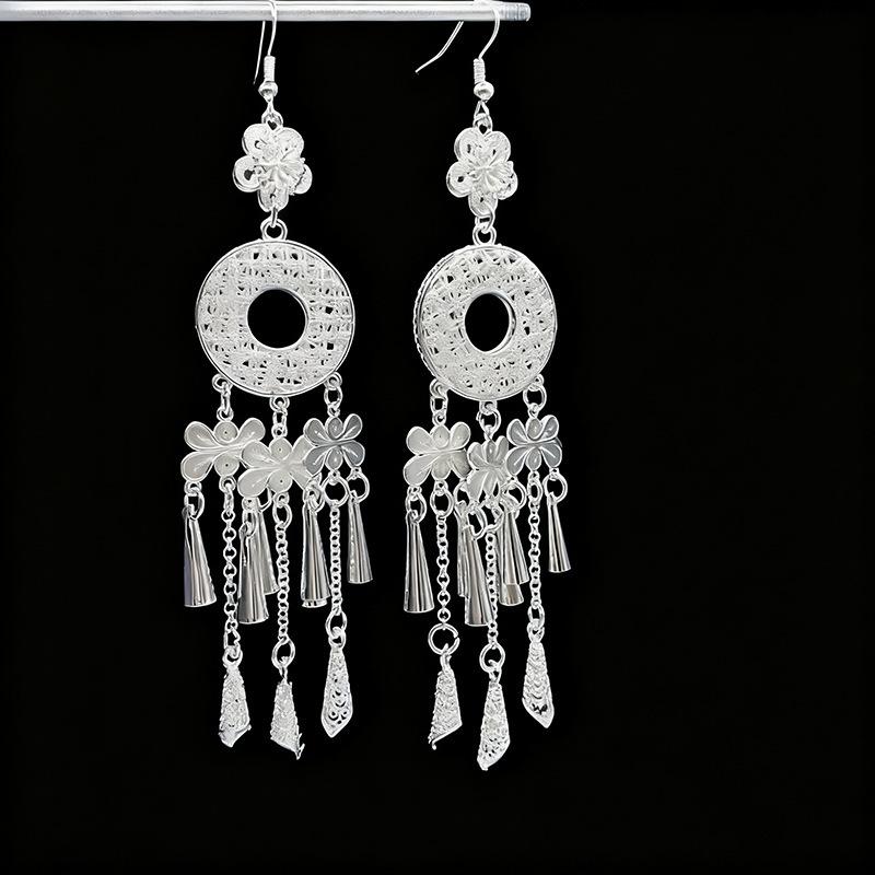 Ethnic style earrings Alloy silver-plated Miao ethnic minority Dong Yi earrings Earrings