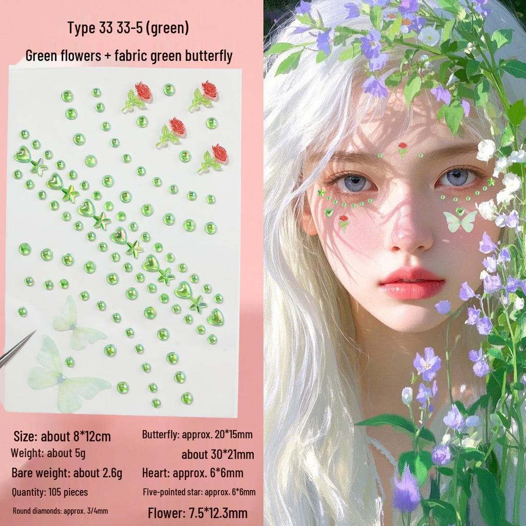 Children's Rhinestone Rose Diamond Face Stickers for Concert Makeup & Styling