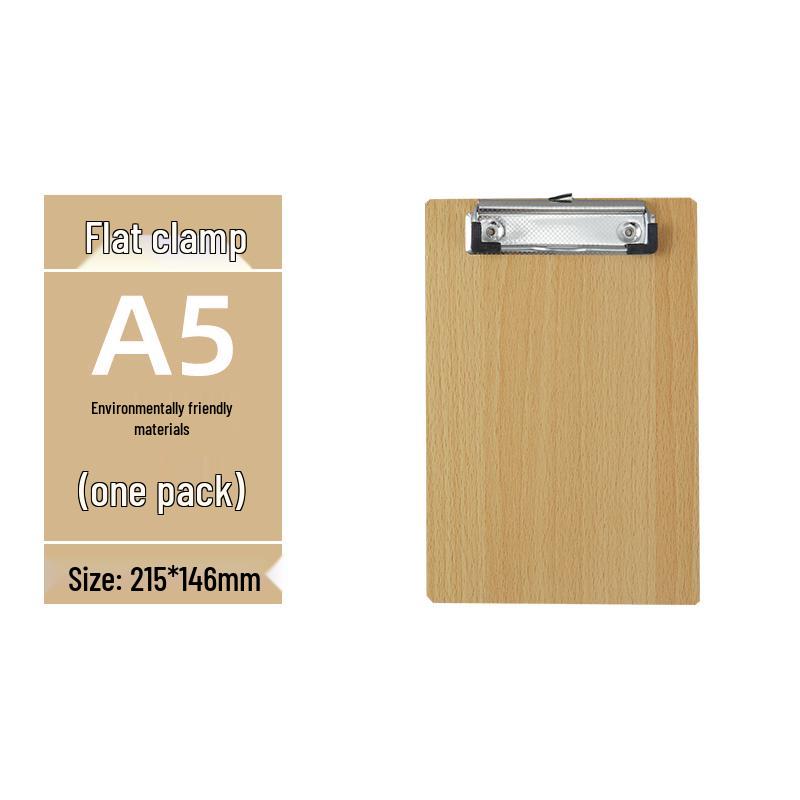 Zestaw 5 drewnianych podkładek z uchwytem na długopis, blokiem do pisania A4/A5 i teczką 16K - idealny do przyjmowania zamówień w restauracji i robienia notatek.