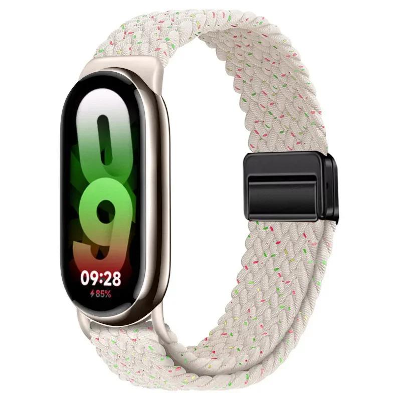 Nylon Braided Loop Strap for Xiaomi Band 10 9 Adjustable Magnetic Buckle Replaceable Bracelet for Mi Band 8 9 Correa Accessories