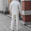 Men's Henry Shirt Casual Beach Stand Up Collar Chest Tie Solid Color High Rise Shirt Pants Set