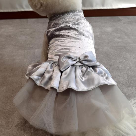 Fabulous Comfortable Patchwork Cat Wedding Dress Bow-knot Decor Scattered Hem Pet Apparel