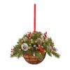 2D Flower Basket Hanging Ornament Hanging Mini Flower Basket Small Bell Pine Cone Pendant  Home