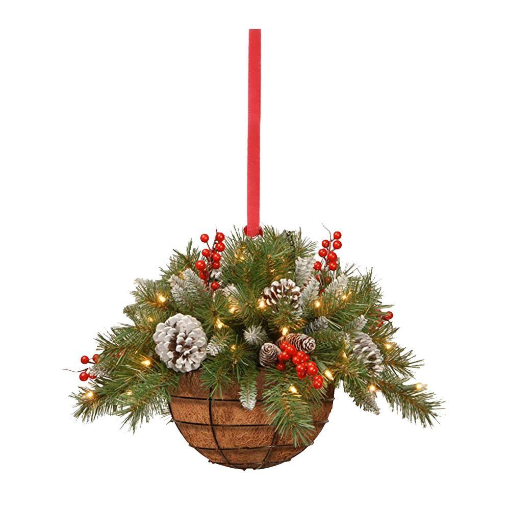 Wooden Flower Basket Hanging Ornament 2D Pine Cone Pendant DIY Mini Flower Basket  Christmas