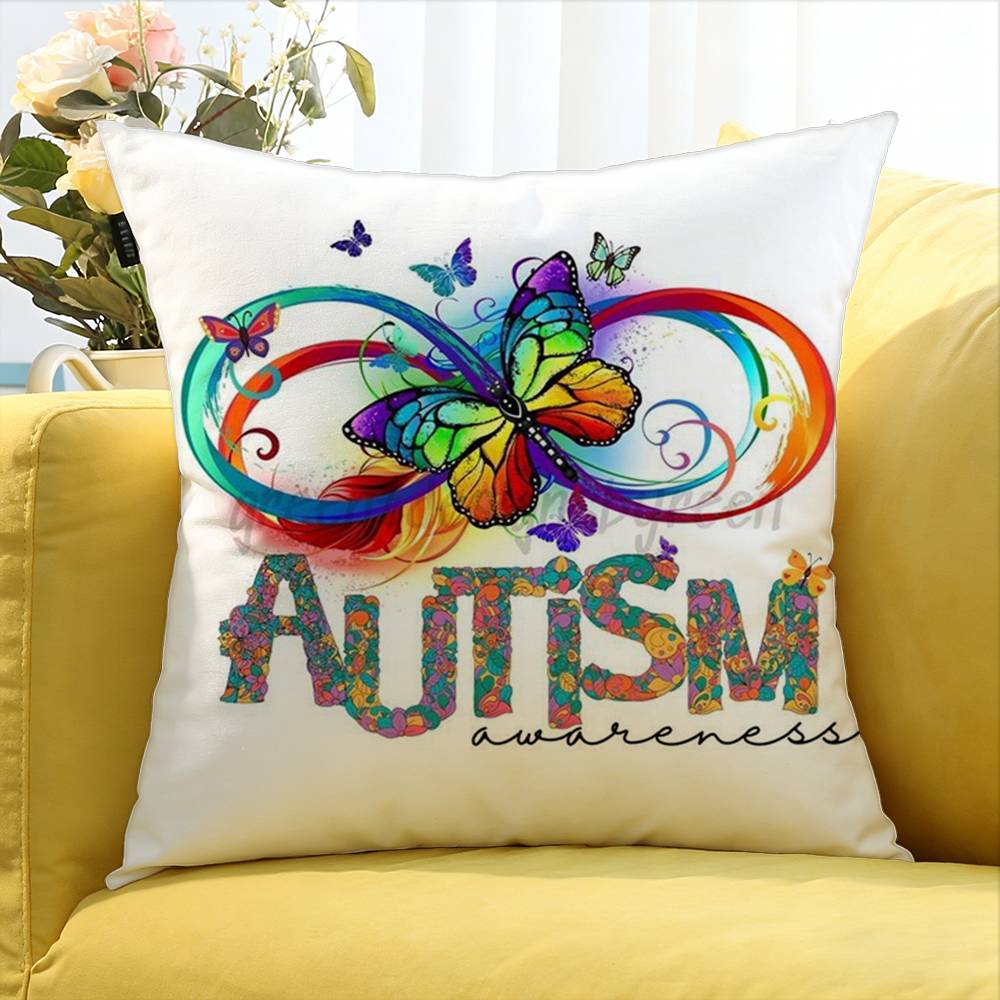 For Accept Support Love Autism Pride Symbol Rainbow World Various Sizes Square Pillow Case For Car Home Bedchamber Decor