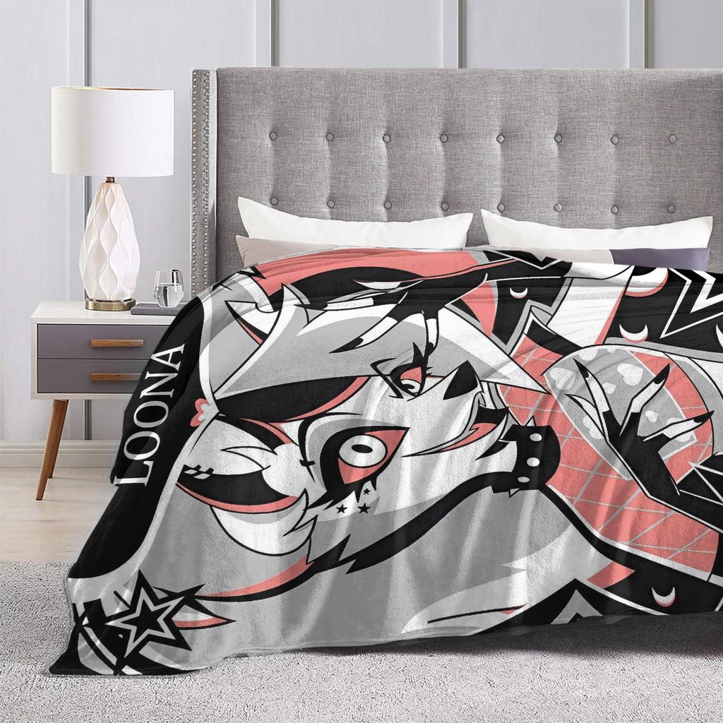 Helluva Boss Loona Flannel Blanket Soft Durable Throw Blanket for Bedroom Travel Office Novelty Bedspread Sofa Bed Cover
