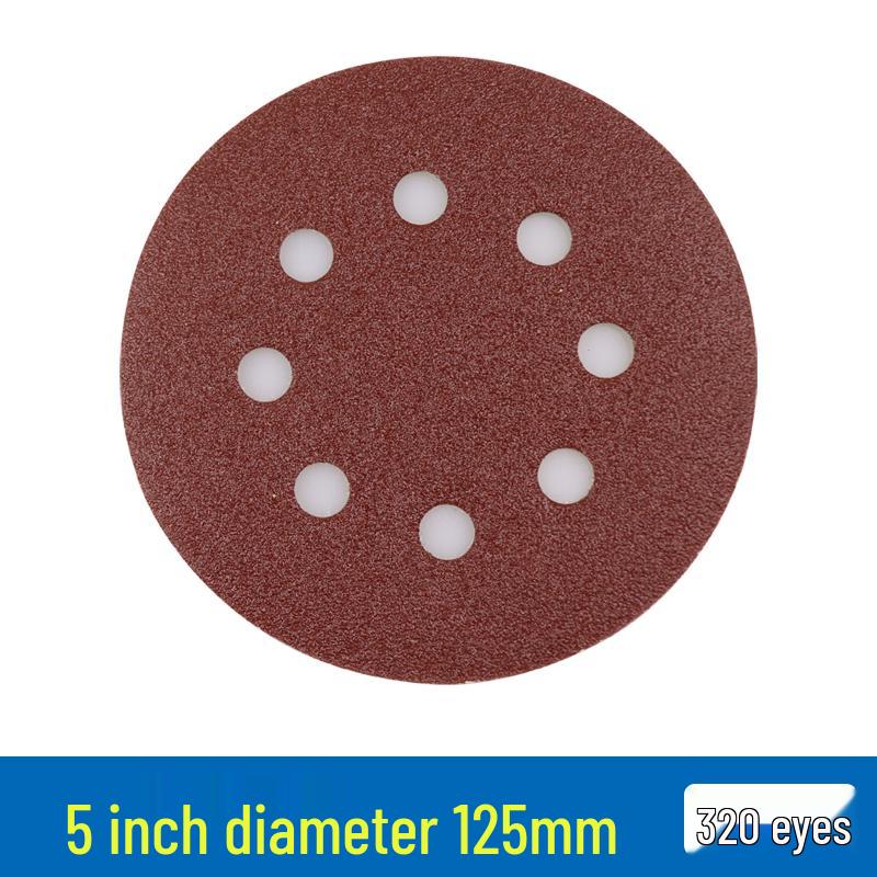 Red Sand Flocking 5-Inch Self-Adhesive Sandpaper Disc, 6 or 8 Holes, for Dry Grinding and Polishing