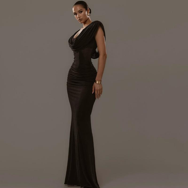

Praise the new fashion design sense tight and thin dress European and American temperament sexy hip dress S чёрный