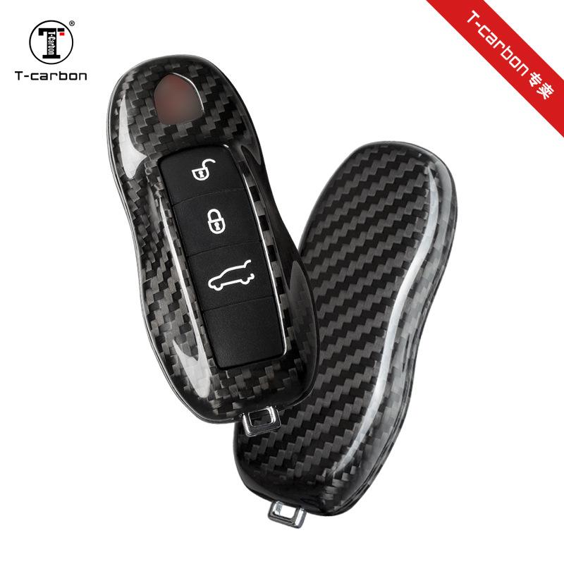Real Carbon Fiber Key Shell for Cayenne, Macan, and Panamera by T-carbon