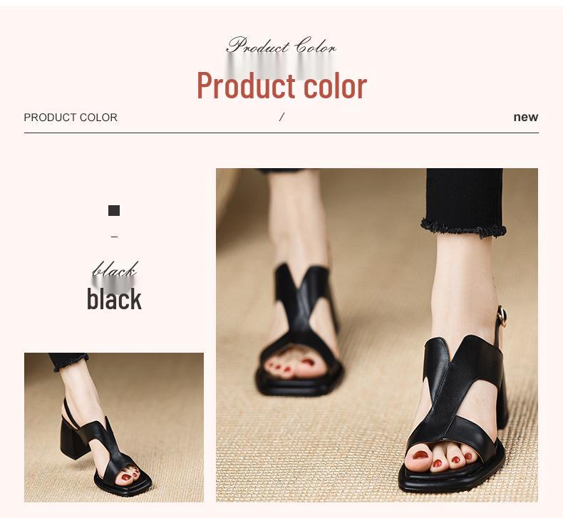 Women's Retro Brown Chunky Heel Sandals - Open-Toe, Single Strap, Comfortable High Heels