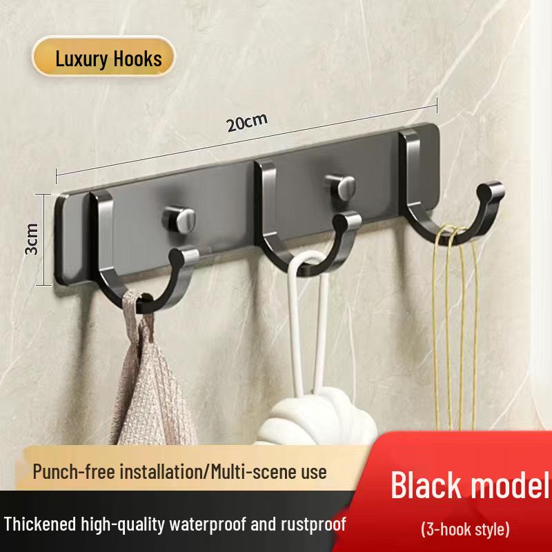 Adhesive Space Aluminum Hook for Bathroom & Kitchen - Punch-Free Coat & Clothes Hanger 