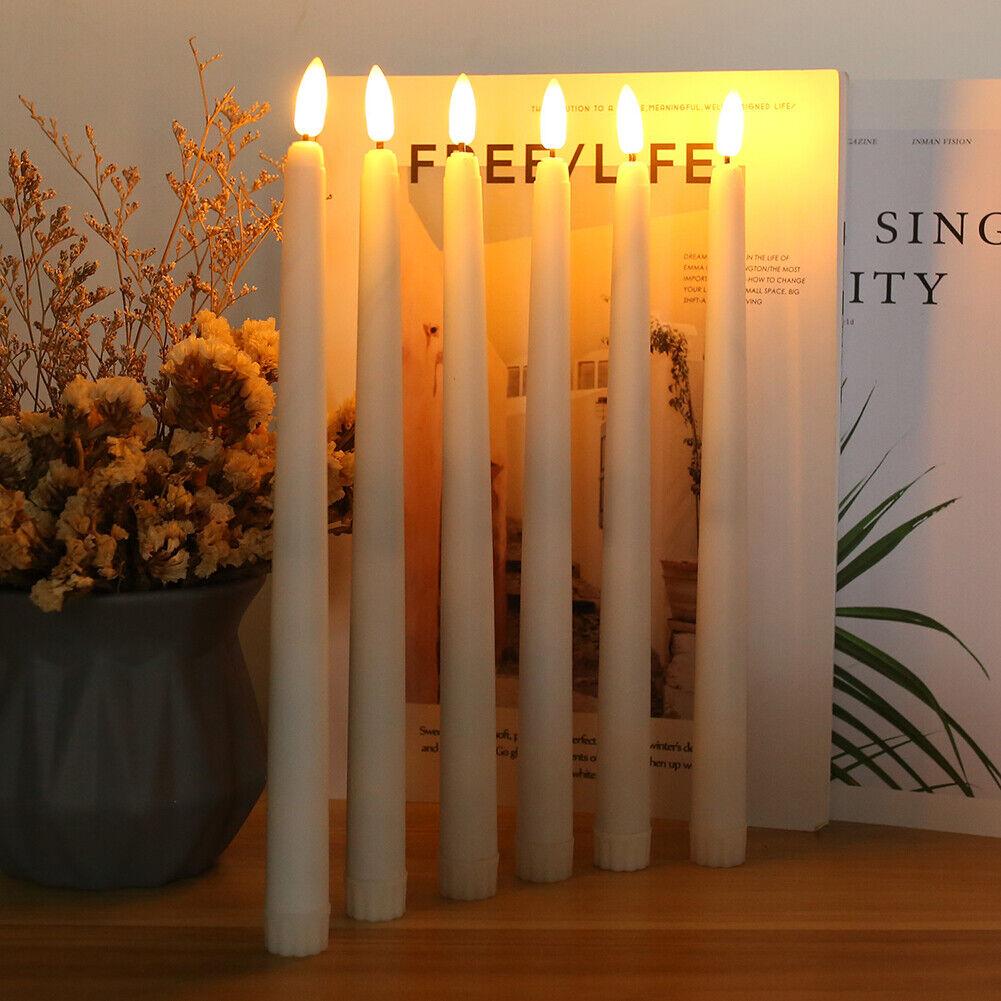 6Pcs LED Flameless Candles Flickering Taper Candles 3D Wick Candles Lamp with Remote Control Tea Lights for Wedding Home Decor