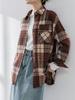 European & American Women's Plaid Long-Sleeve Shirt Jacket - Loose & Casual Fashion (2025)