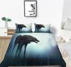 Kid Home Bed Sets with Pillowcase Cool Wolf Printed Bedding Cover Suit with Pillowcase Bedclothes