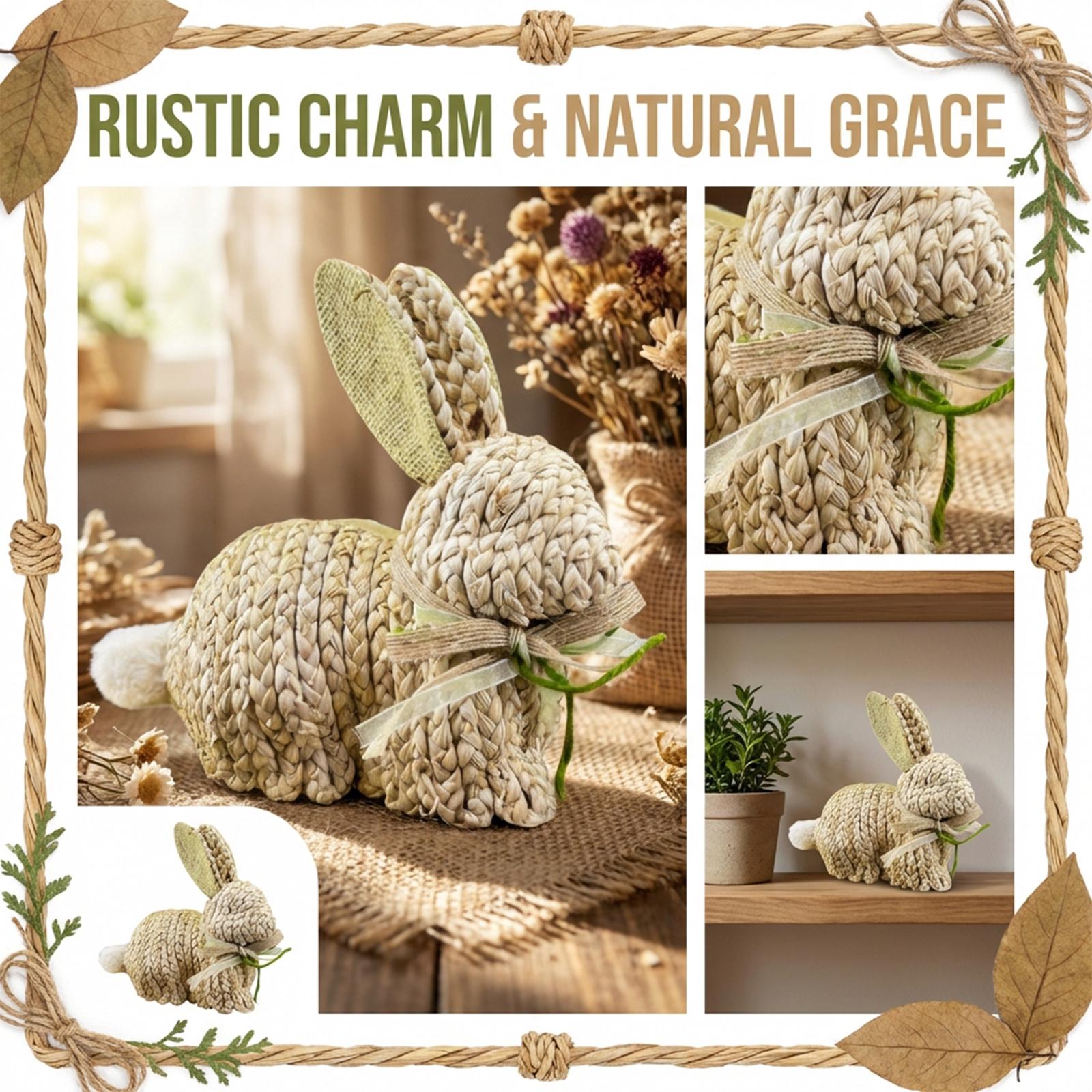 

Straw-woven -tailed Crouching Figurine One Size