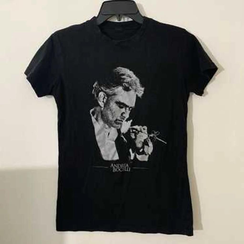 Andrea Bocelli Band T Shirt Unisex S Black Grap Vintage Top For Everyday Wear Breathable Stretched Unisex Fashion