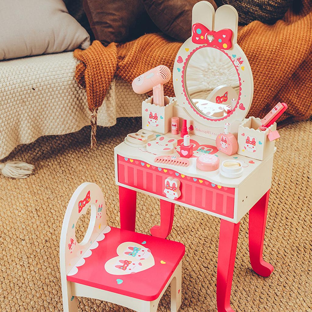 Kinder Schminktisch Set Cartoon-Muster Schminktisch Schminkzubehör Rollenspiel Spielzeug