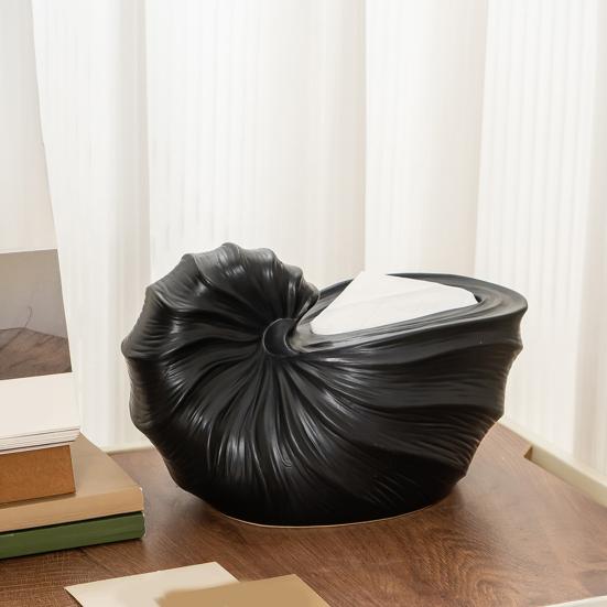 Keramik Taschentuchbox, mit Spiralmuschel-Oberflächendesign, Matt glasiert, Fleckenbeständig, Schlichter Stil, Handtuchspender, für Badezimmer, Wohnzimmer, Schreibtisch