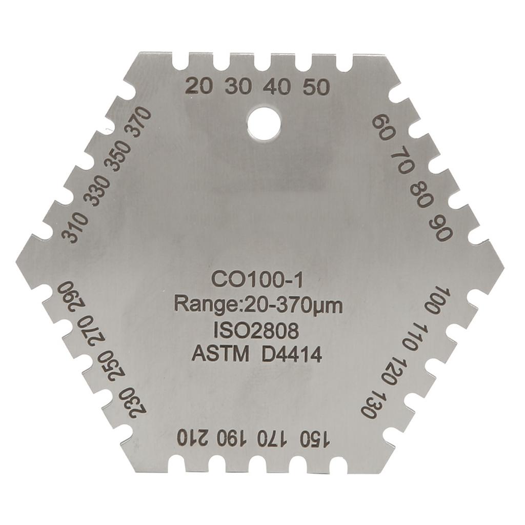 CO1001 20370um Stainless Steel Hexagonal Wet Film Comb Card Thickness Gauge Meter