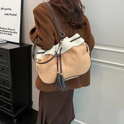 Lässige, modische Umhängetaschen aus Wildlederimitat mit Quastenkordel-Design, exklusive Winter-Taschen mit Luxusgefühl