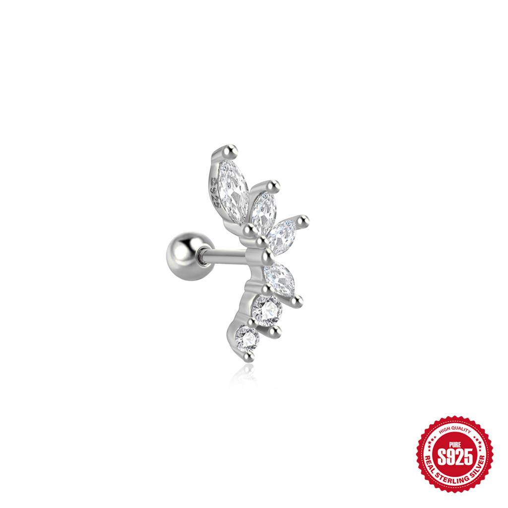 AIDE Coração Bola Redonda Hélice Plana Brinco Piercing Prata Esterlina 925 Tarraxas Geométricas Zircônia Exquisite Adorno Tarraxas Brincos