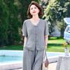 Red Bean Mom Summer Short Sleeve T-shirt & Wide-leg Pants Set