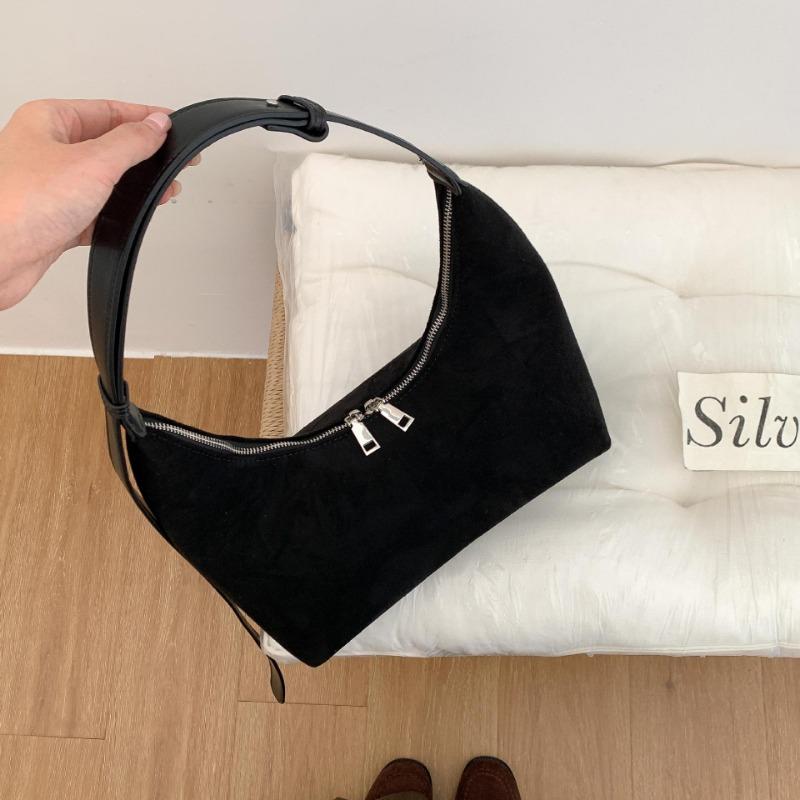 

Retro suede bag fashion trend portable shoulder bag niche autumn and winter new suede messenger bag women чёрный