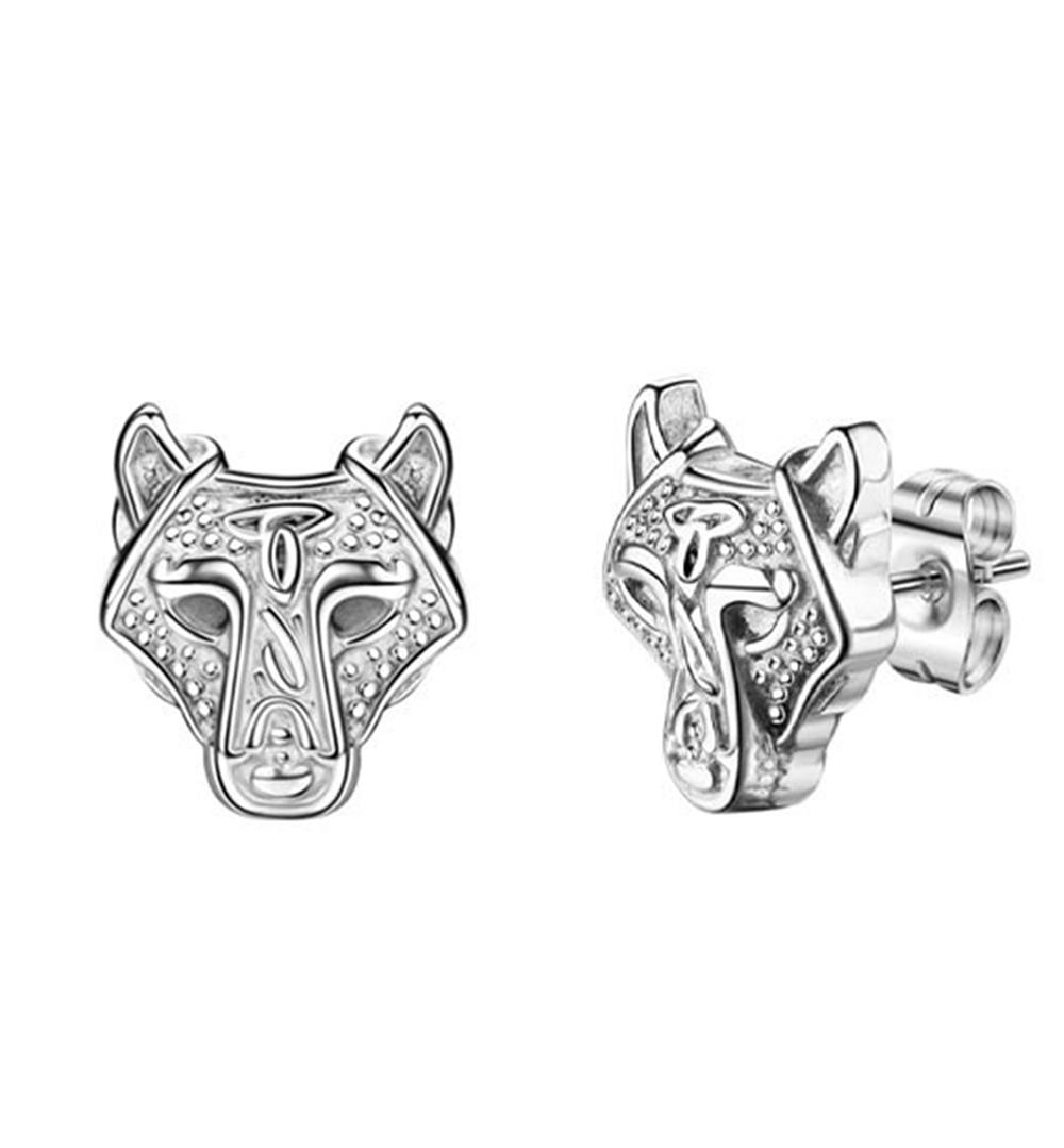 

Gothic Punk Wolf Head Stud Earrings for Men Women Hip Hop Cool Fox Animals Ear Stud Party Zircon Gift
