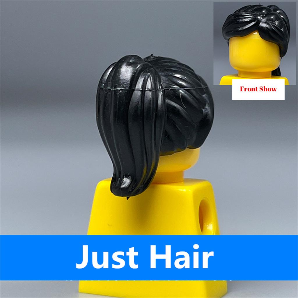 Non-Toxic 10Pcs Moc Bricks Female Children Hairs High Ponytail For 4Cm Figure Wear Head Body Parts Accessories Diy Building Blocks Kids Toys
