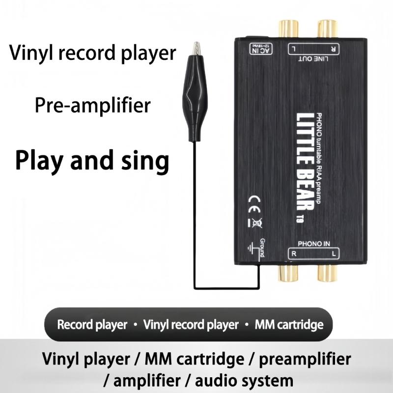 MM Phono Preamp Amplifier For Turntable Low Noise Power Supply Aluminum Housing Auditory Equipment