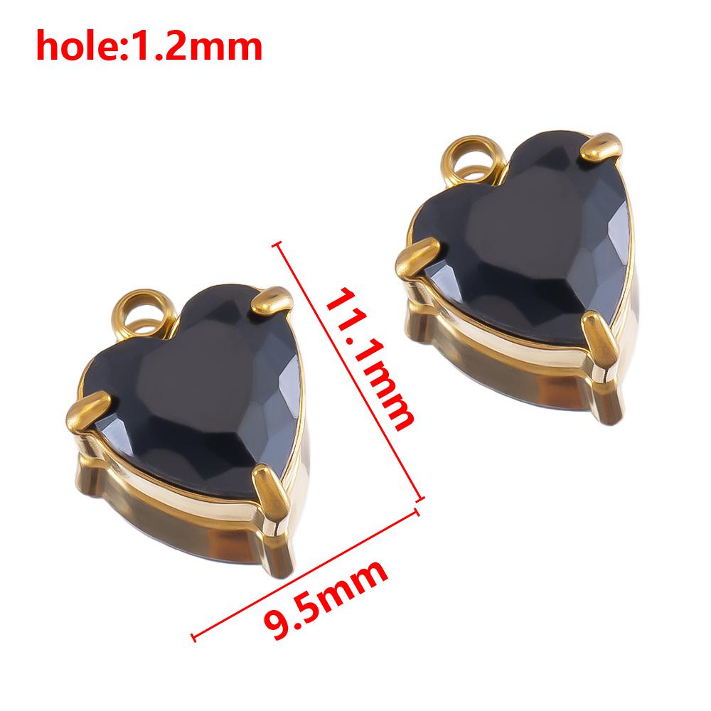 5pcs Stainless Steel Zircon Heart Pendants Base Clear Crystal Charm Beads with Hole for Necklace Making DIY Ear Jewelry Findings