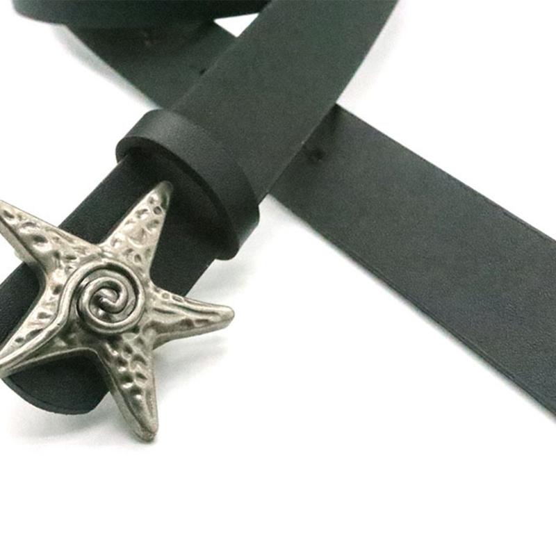 Youth Adult Belt Fashionable Star Conch Buckles Waist Belt Workwear Belt for Everyday Wear